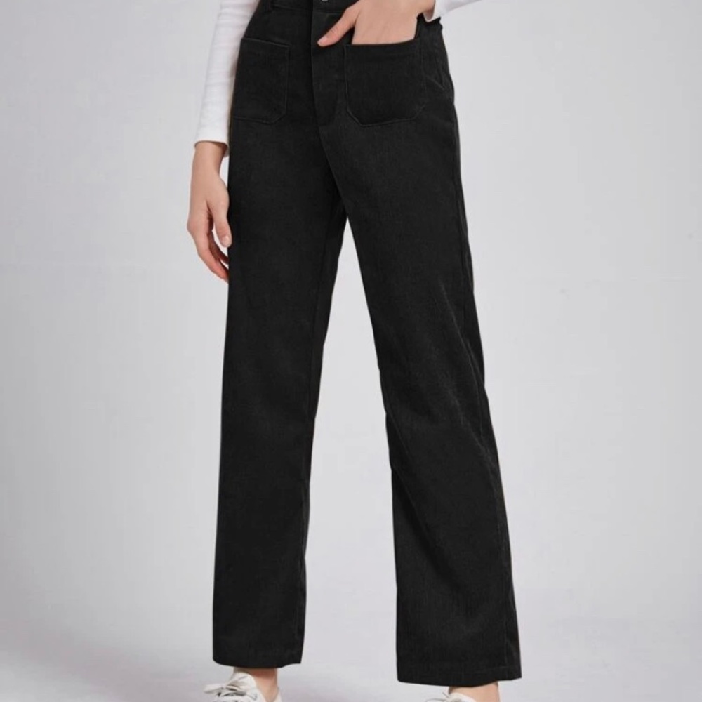 ROMWE black corduroy pants